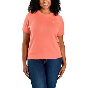 Carhartt Women's Relaxed Fit French Terry Short Sleeve Sweatshirt Orange Size XL